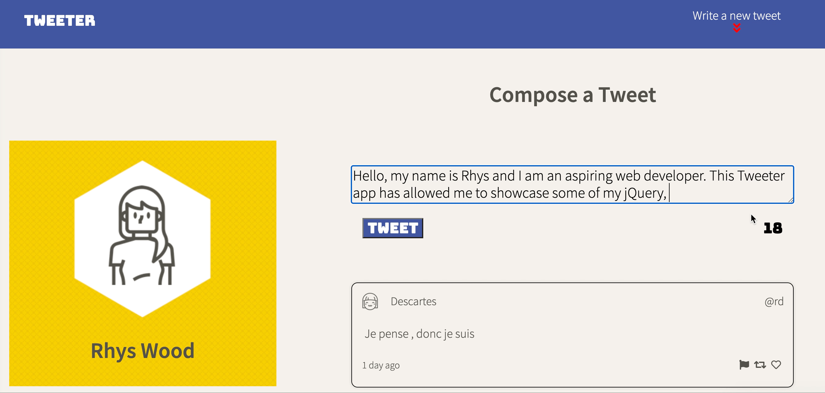Tweeter single-page application demo